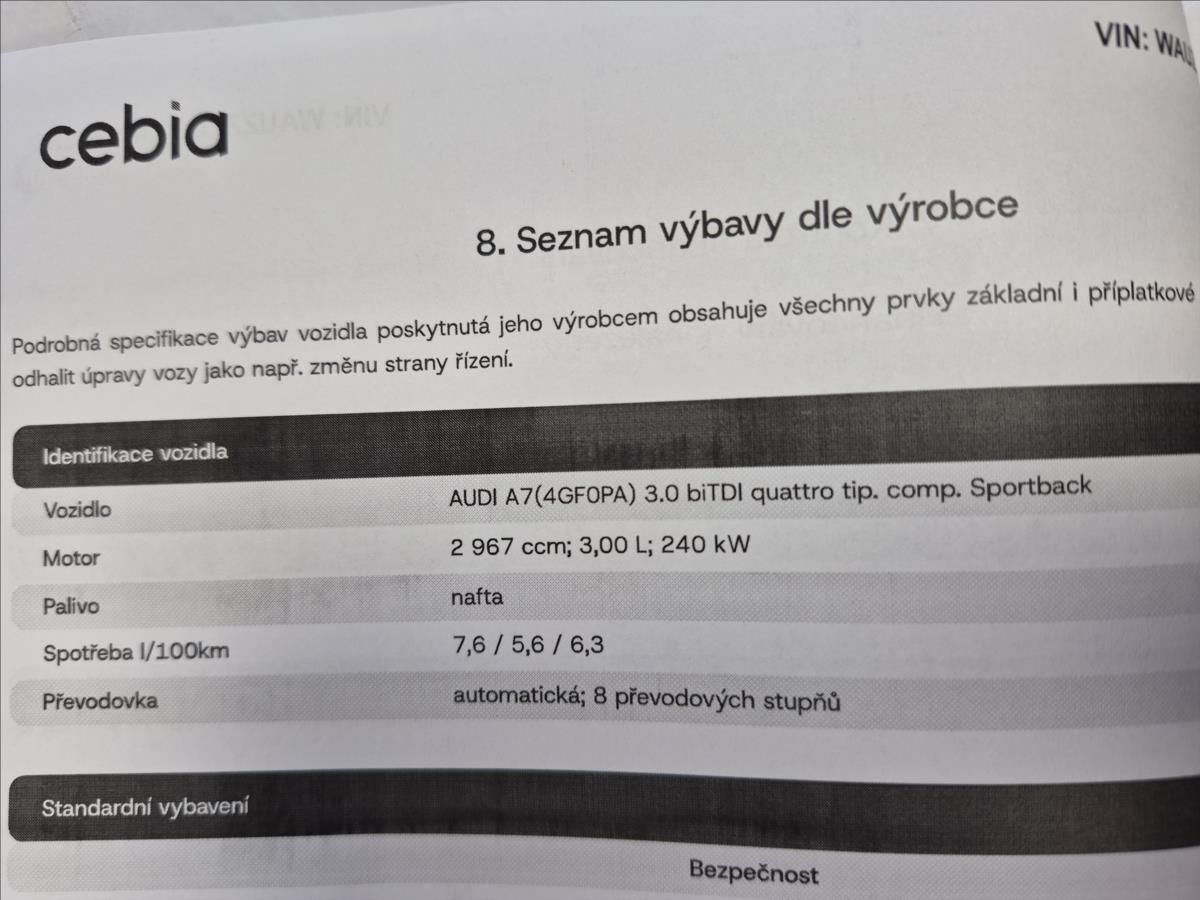 Audi A7, 3,0 biTDI V6 S-Line QUATTRO ČR - fotka 4