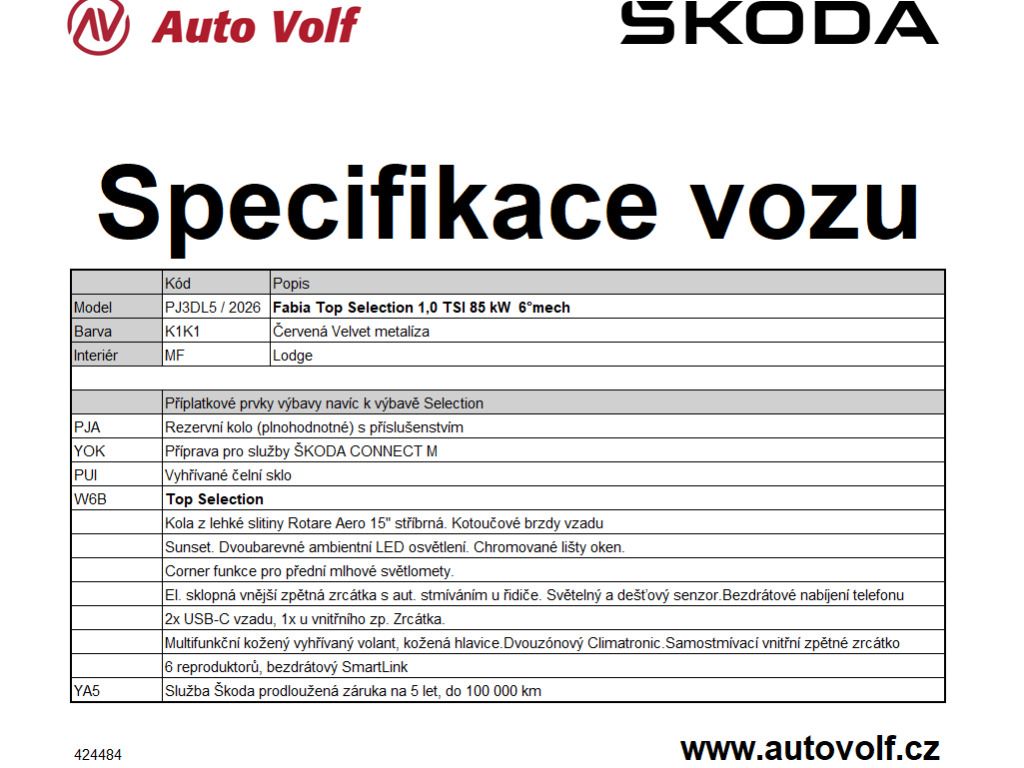 Škoda Fabia, Top Selection 1,0TSI 85kW - fotka 2