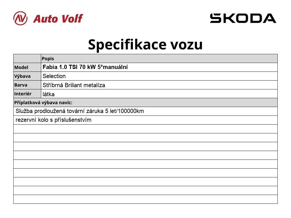 Škoda Fabia, Selection 1.0 TSI 70 kW - fotka 2