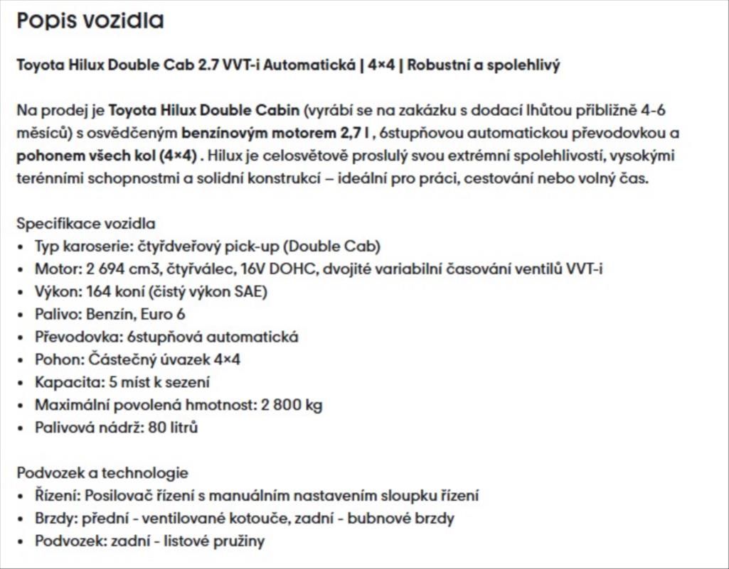 Toyota Hilux, DC 2,7i VVT-i 6 AT 4X4 - fotka 5