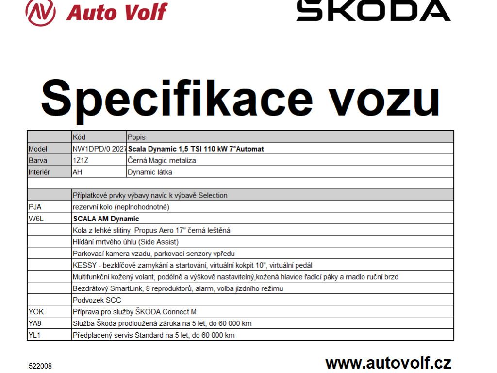 Škoda Scala, Dynamic 1,5TSI 110kW - fotka 2