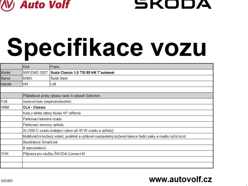 Škoda Scala, Classic 1,0TSI 85kW - fotka 2