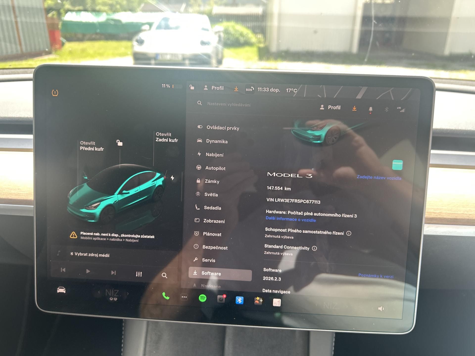 Tesla Model 3, STANDART RANGE 208kw SOH 91% - fotka 5