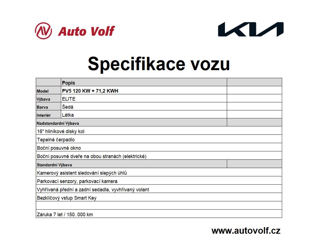 Kia PV5, Elite elektromotor 120kW - fotka 2