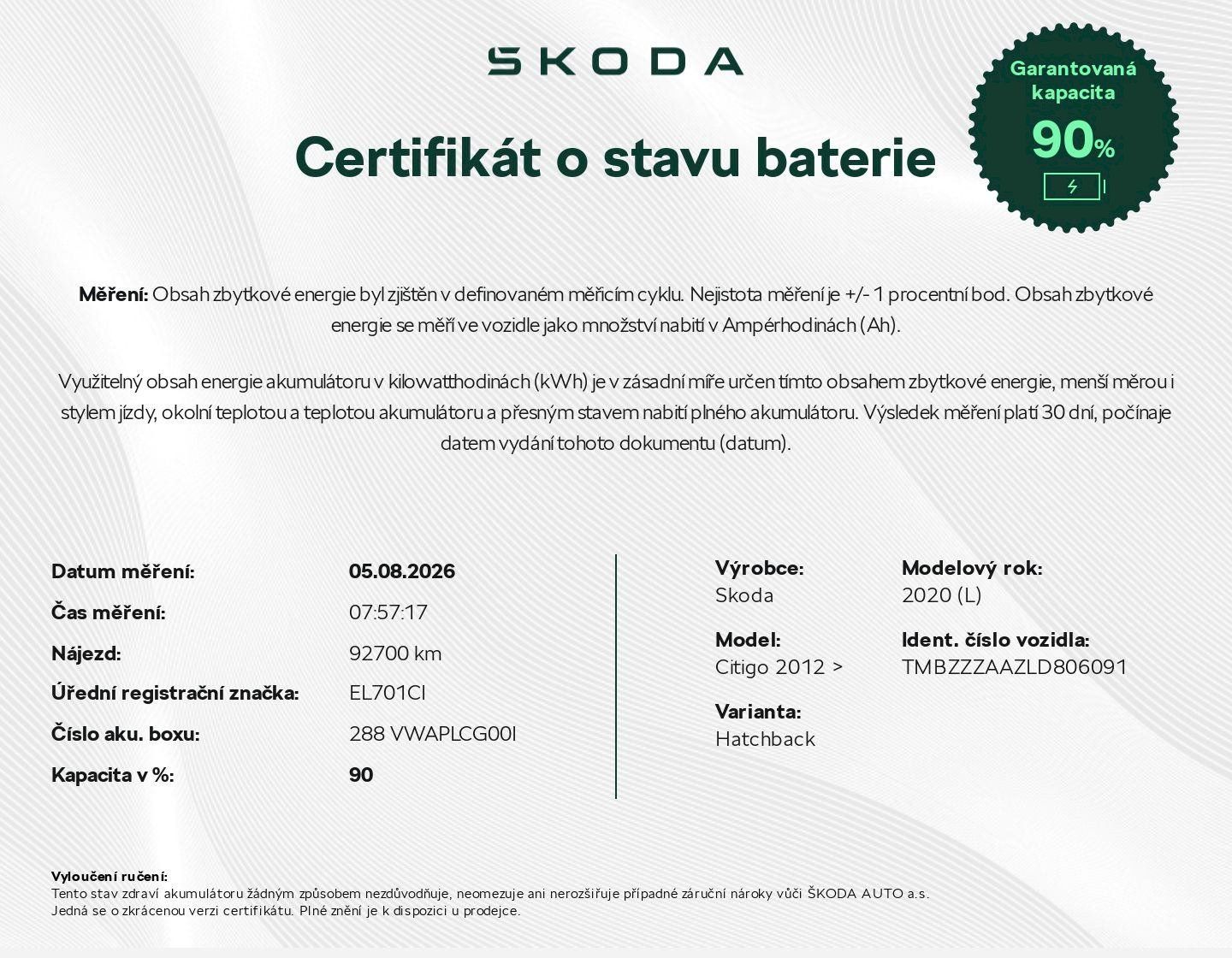 Škoda Citigo, E-CITIGO Style 61 kW - fotka 6