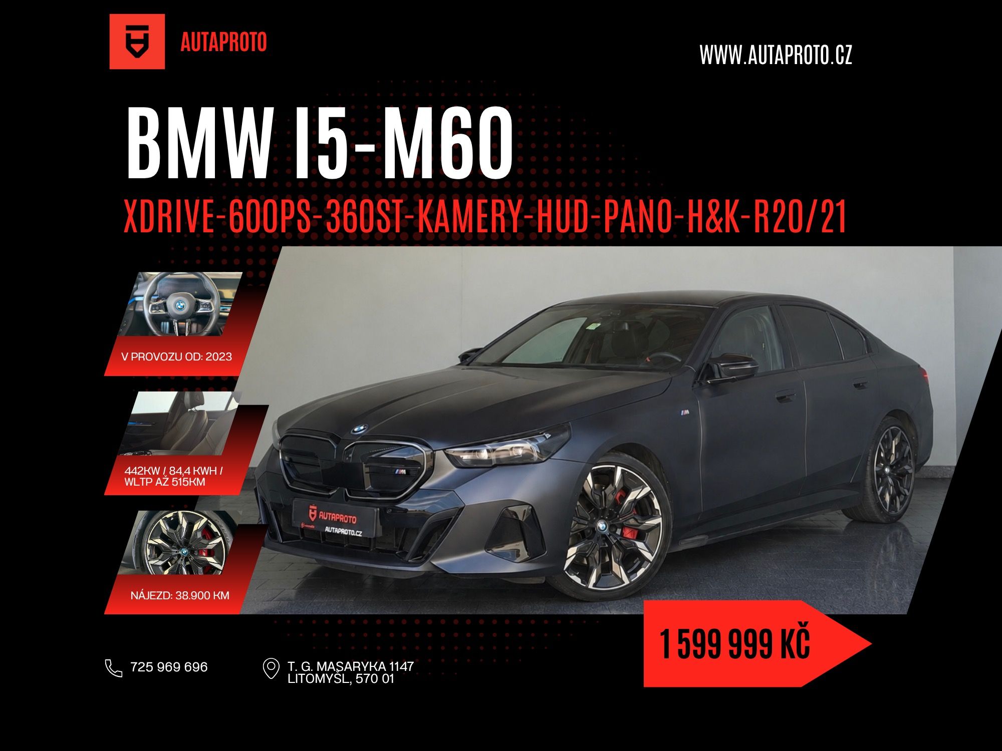 BMW i5, M60-xD-600PS-360-HUD-H&K-PANO