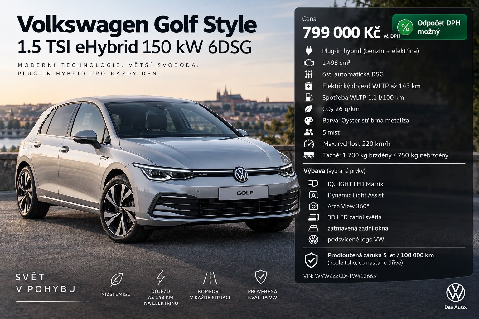 Volkswagen Golf, eHybrid,150 kW,DSG,360°,Matrix - fotka 4