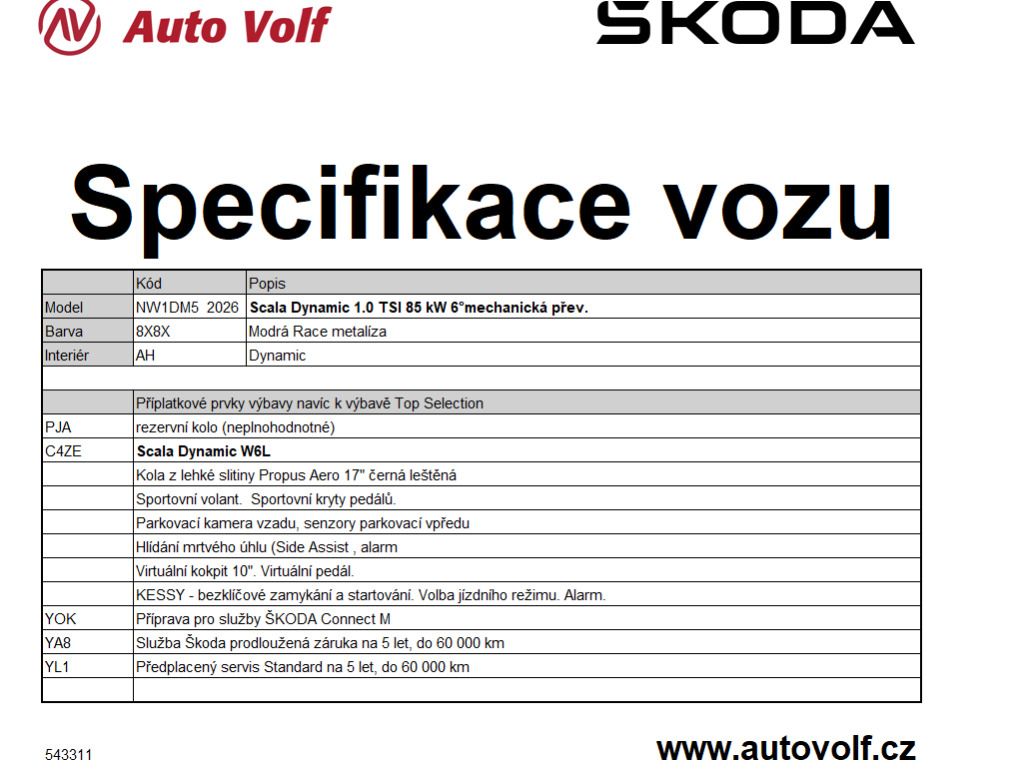 Škoda Scala, Dynamic 1,0TSI 85kW - fotka 2