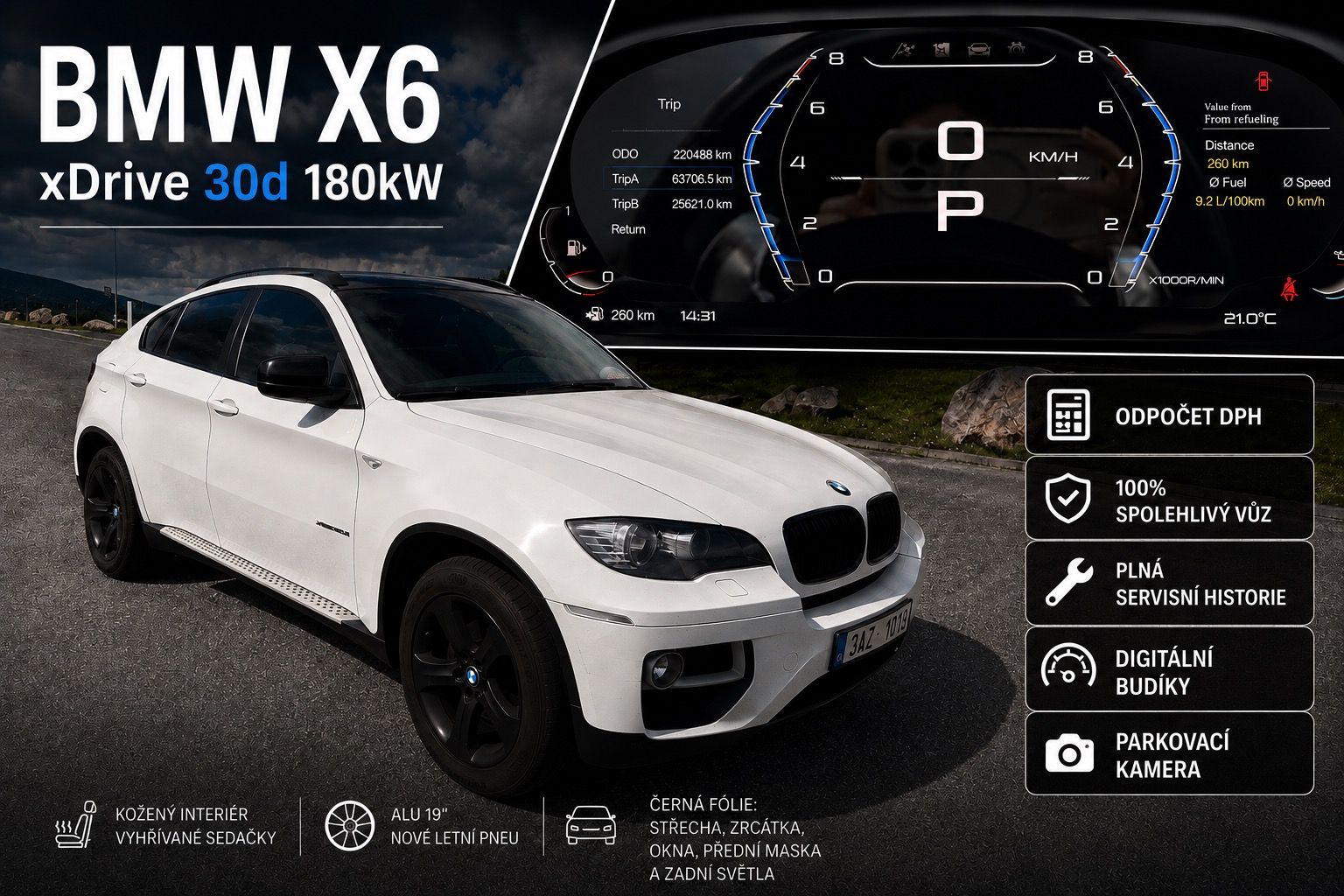 BMW X6, 100% spolehlivý •serviska •DPH